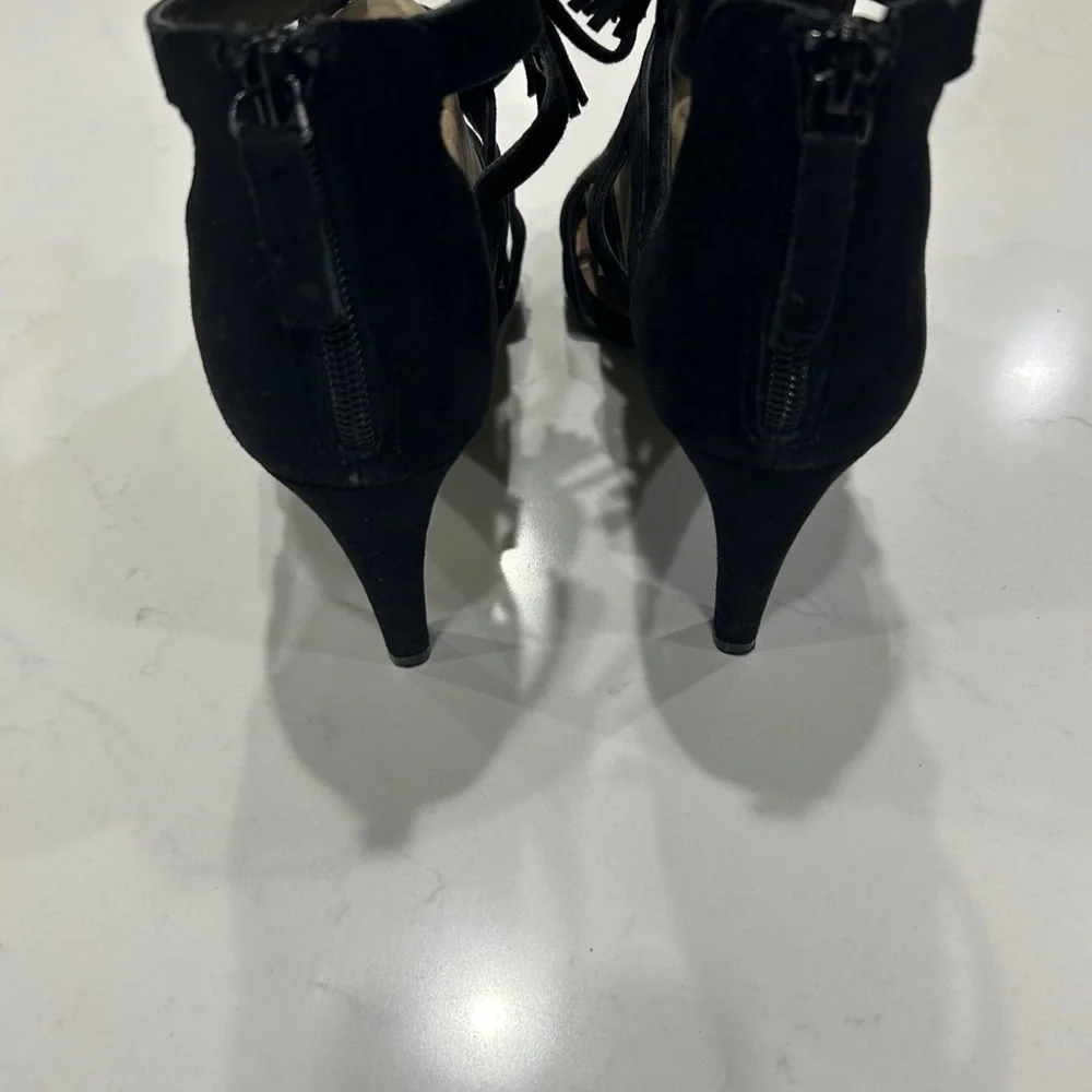 Tahari Norway Black Suede High Heal Sandals - Picture 5 of 7